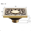 GobekUsa Antique Brass Shower Floor Drain 10cm Square Waste Strainer Cover Grate