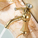 GobekUsa Gold Finish Brass Bathroom Basin Faucet with Ceramic Mixer Tap
