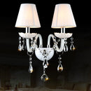GobekUsa Crystal Wall Lamp with Double Head LED Bulbs and Fabric Lampshade