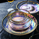 GobekUsa Hammer Grain Gold Glass Salad Bowl - Round Ceramic Fruit Bowl
