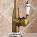GobekUsa Antique Brass Kitchen Faucet - Swivel Basin Tap, 360° Rotation, Hot & Cold Water Mixers