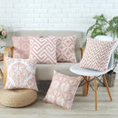GobekUsa Grey Pink Geometric Embroidered Cushion Cover, 45x45cm