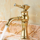 GobekUsa Gold Finish Brass Bathroom Basin Faucet with Ceramic Mixer Tap