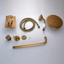 GobekUsa Antique Brass/Black 8" Rainfall Shower Set Faucet with Handshower