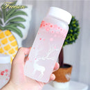 GobekUsa 430ml Swallow Frost Glass Water Bottle with Sleeve, Elk Design