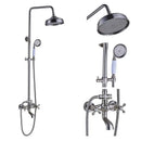 GobekUsa Brushed Nickel Dual Handle Rainfall Shower Mixer Faucet with Handshower