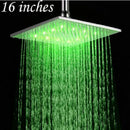 GobekUsa 16" Chrome Brass LED Rain Shower Head; Ultra Thin Square Design, Color Changing