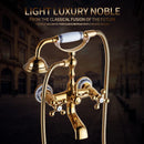 GobekUsa Gold Brass Bathroom Shower Faucet Set Single Handle Rainfall Wall Mounted
