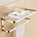GobekUsa Gold Bathroom Accessories Set: Towel Shelf, Towel Bar, Paper Holder, Cloth Hook
