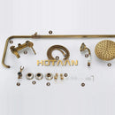 GobekUsa Antique Brass Rainfall Shower Faucet Set with Hand Shower