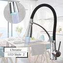 GobekUsa LED Swivel Pull Down Kitchen Faucet with Hot and Cold Water Mixer