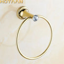 GobekUsa Golden Stainless Steel Crystal Towel Ring Bathroom Accessories