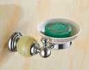 GobekUsa Brass & Jade Bathroom Set: Holder, Bar, Basket, Rack, Ring - Hardware Collection