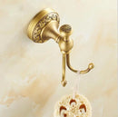GobekUsa Copper Carved Bathroom Accessories Set: Towel Shelf, Towel Bar, Paper Holder, Cloth Hook
