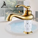 GobekUsa Gold Brass Diamond Basin Faucet Single Handle Hot & Cold Mixer Tap