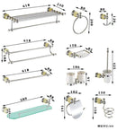 GobekUsa Brass & Jade Bathroom Set: Holder, Bar, Basket, Rack, Ring - Hardware Collection