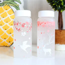GobekUsa 430ml Swallow Frost Glass Water Bottle with Sleeve, Elk Design