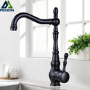 GobekUsa Black Bronze Kitchen Faucet Deck Mounted 360° Rotation Hot Cold Mixer Tap