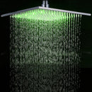 GobekUsa 16" Square LED Light Rainfall Shower Head - Color Changing Brass Showerhead