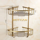 GobekUsa Brass Bathroom Shower Shelf Basket - Double Layer Antique Finish Holder