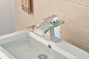 GobekUsa LED Glass Waterfall Basin Faucet | Square Single Handle Bathroom Sink Mixer