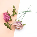 GobekUsa Iron Wire Roses Leaf Artificial Flower Pole Decoration for Wedding Home Craft
