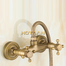 GobekUsa Antique Brass Bathroom Shower and Basin Tap Set