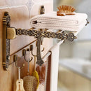 GobekUsa Antique Bronze Carved Aluminum Bathroom Accessories Set: Towel Rack, Paper Holder, Hooks