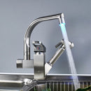 GobekUsa LED Kitchen Faucet Pull Out Sprayer Deck Mounted Hot Cold Water Tap