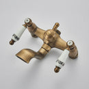 GobekUsa Brass Antique Shower Faucet Set with Porcelain Ceramic Swivel Bath Spout