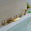 GobekUsa Golden Brass Bathtub Faucet with Handheld Shower - Deck Mounted