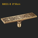 GobekUsa Antique Brass Linear Shower Floor Drain with Art Carved Cover