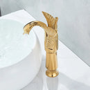 GobekUsa Golden Swan Bathroom Mixer Faucet - Deck Mount Basin Tap with One Handle
