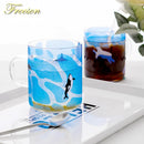 GobekUsa Killer Whale Glass Coffee Mug 350ml: Cute Polar Bear Tea Cup Heat Resistant Glass Beer Mug