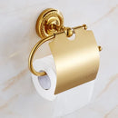 GobekUsa Brass Gold Bathroom Hardware Set: Towel Rack, Paper Holder, Toilet Brush, Hooks, Towel Ring