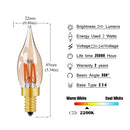 GobekUsa LED Filament Bulb C22T Gold Tint Candle Lamp E12 2W 2200K Chandelier Decoration