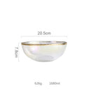 GobekUsa Hammer Grain Gold Glass Salad Bowl - Round Ceramic Fruit Bowl