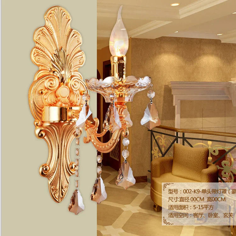 GobekUsa Gold Crystal Wall Light Indoor Lamp - Elegant Alloy Crystal Candle Design by Decorbites