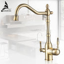GobekUsa Gold Kitchen Faucet with 360 Rotation, Cold/Hot Mixer Tap & Water Purification