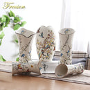 GobekUsa Bird Butterfly Porcelain Vase: British Rural Ceramic Flower Decoration