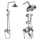 GobekUsa Dual Handle Chrome Brass Shower Mixer System with 8" Rainfall Shower Head