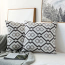 GobekUsa Grey Geometric Embroidered Cushion Cover 45x45cm