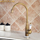 GobekUsa Antique Brass Kitchen Faucet - Swivel Basin Tap, 360° Rotation, Hot & Cold Water Mixers