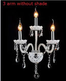 GobekUsa Crystal Wall Lamp with Double Head LED Bulbs and Fabric Lampshade