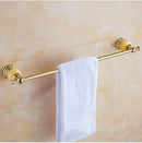 GobekUsa Brass & Jade Gold Bathroom Accessories Set: Paper Holder, Towel Bar, Soap Basket