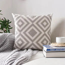 GobekUsa Geometric Embroidered Cushion Cover Grey Black Blue Square Pillow 45x45cm