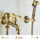 GobekUsa Antique Brass Wall Mounted Bidet Faucet Hygienic Shower Sprayer Tap