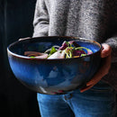 GobekUsa Deep Blue Ceramic Porcelain Salad Bowl - 2L Capacity