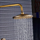 GobekUsa Brass Shower Faucet Mixer Set with 8" Rainfall Head, Storage Shelf, and Hooks