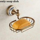 GobekUsa Bathroom Accessories Set: Towel Rack, Bar, Holder, Hook - Antique Brass/Ceramic/Copper